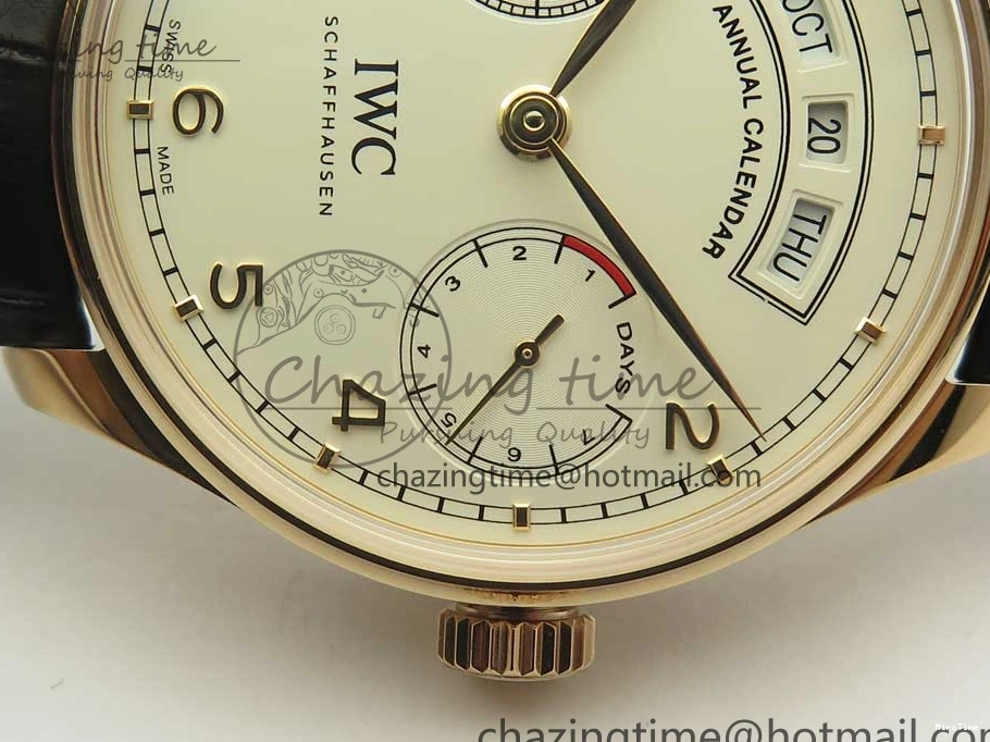 MIROTIME 0107 Thermal Portuguese Real PR Real Annual Calendar IW503501 RG ZF 1:1 Best Edition White Dial on Black Leather Strap A 7150